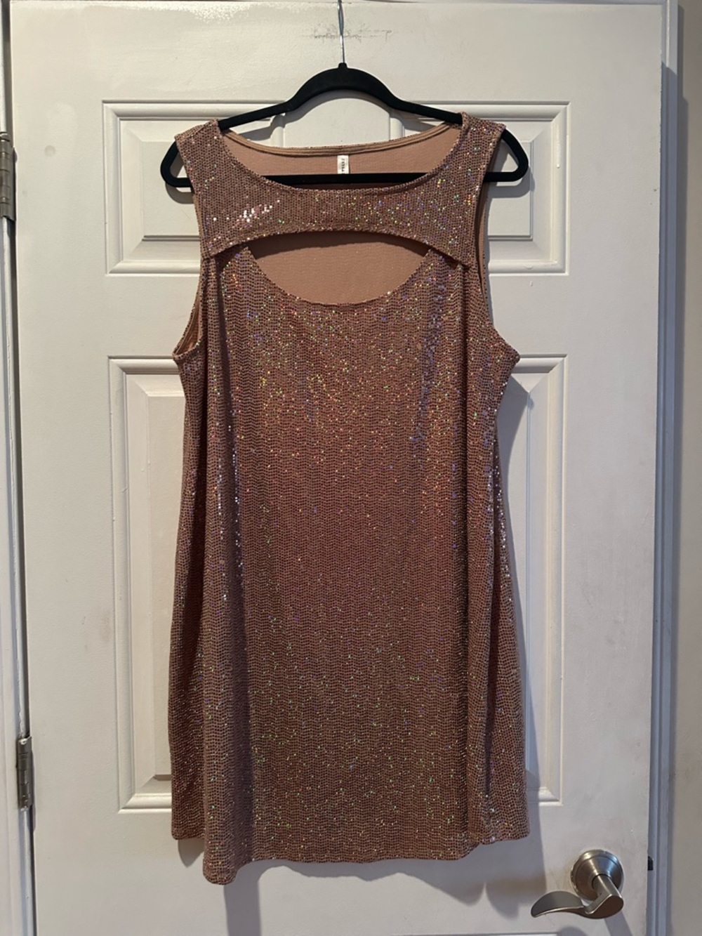 Emerald Tan Sequin Cutout Mini Dress-Pretty!